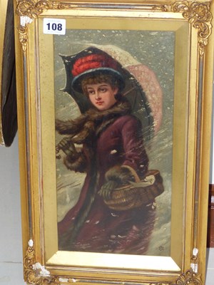 Lot 108 - 19th-Century English school. A blustery snow...
