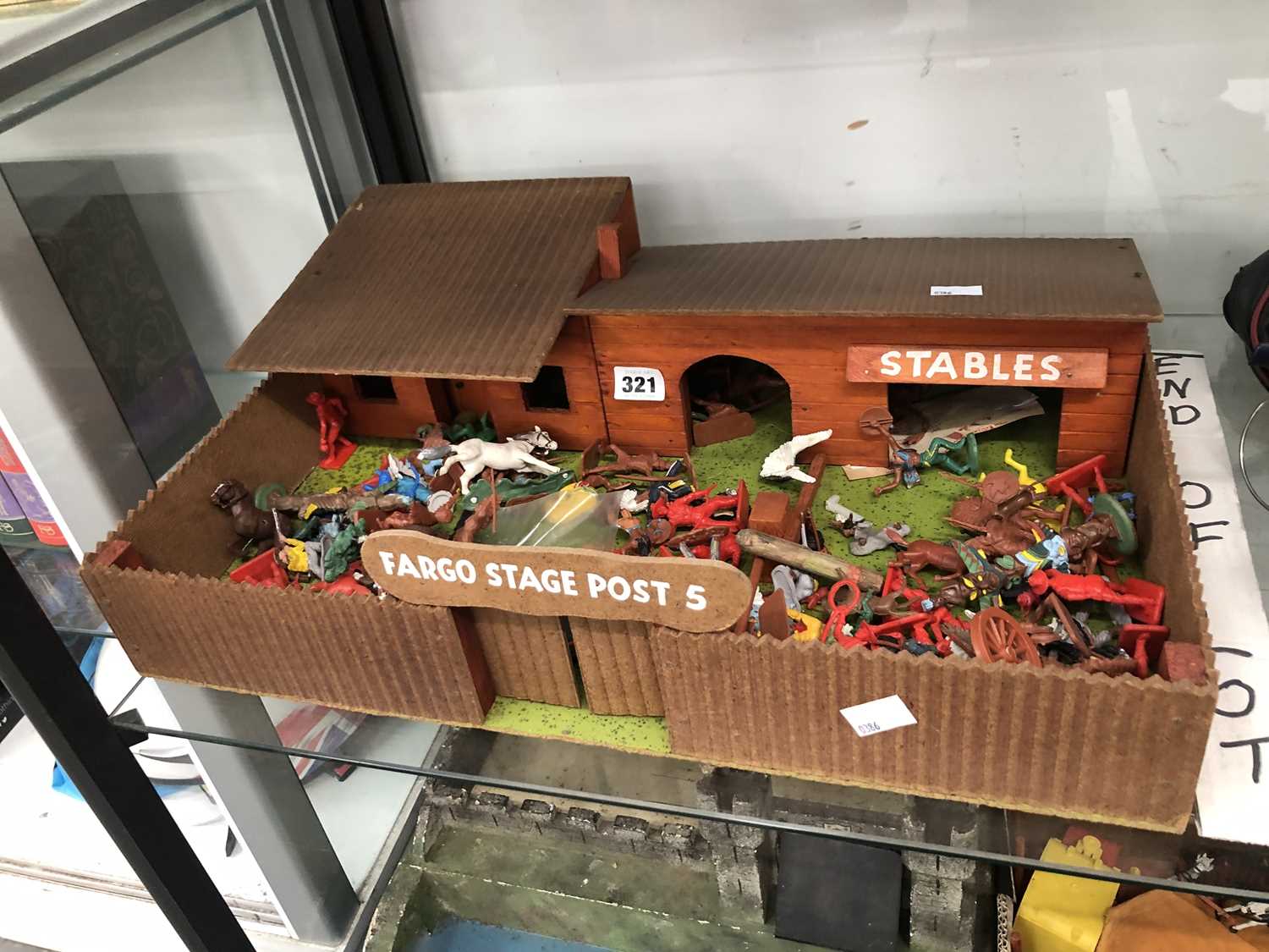 Lot 321 - Vintage Rodeo toy stable, including figures by...