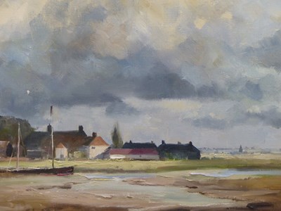 Lot 134 - 20th-century school. A Tidal estuary. oil on...