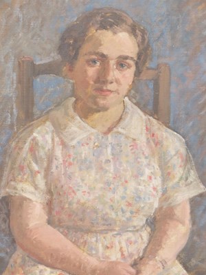 Lot 141 - 20th-century school.  Portrait of a lady in a...