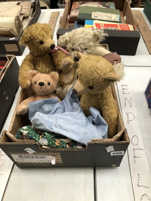 Lot 405 - Four jointed teddy bears and a small...