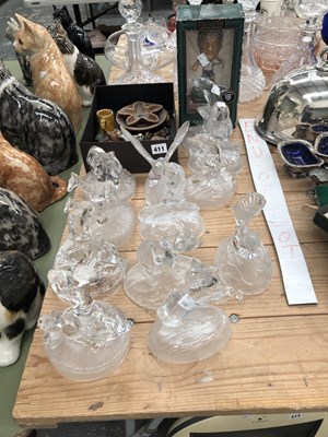 Lot 411 - Wade whimsies, crystal animal figurines and a...