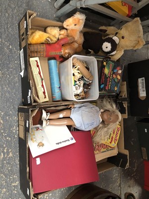 Lot 424 - Toys and comics, A Sasha doll, soft teddies,...