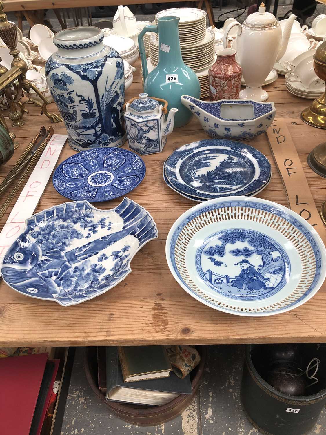 Lot 426 - A Delft blue and white vase, Japanese, Chinese...