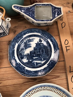 Lot 426 - A Delft blue and white vase, Japanese, Chinese...