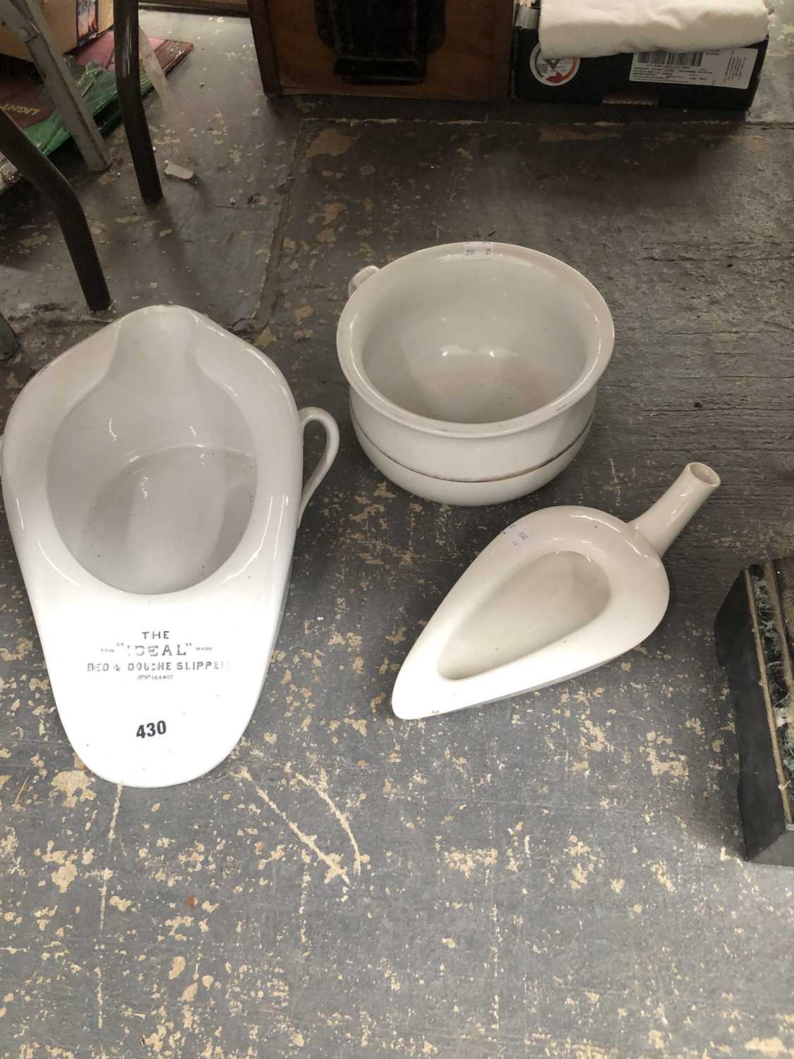 Lot 430 - The Ideal bed and douche slipper, a ceramic...