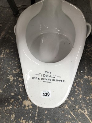 Lot 430 - The Ideal bed and douche slipper, a ceramic...