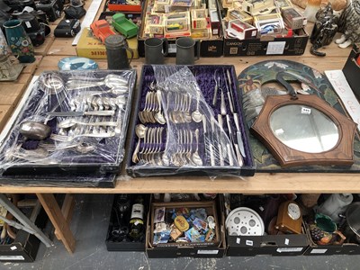 Lot 445 - Three pewter tankards, a collection of silver...