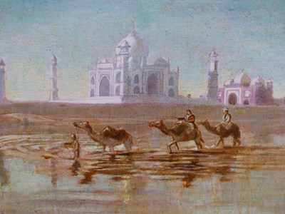 Lot 155 - ??? Jones. ( 20th century) Camels before a...