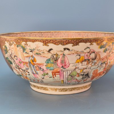Lot 260 - A Chinese porcelain punch bowl, the exterior...