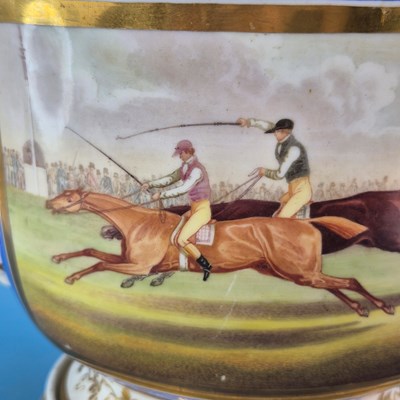 Lot 266 - A 19th century blue ground porcelain rustic...