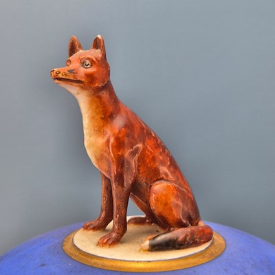 Lot 266 - A 19th century blue ground porcelain rustic...