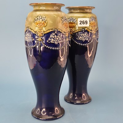 Lot 269 - Two pairs of Doulton stoneware vases, the...