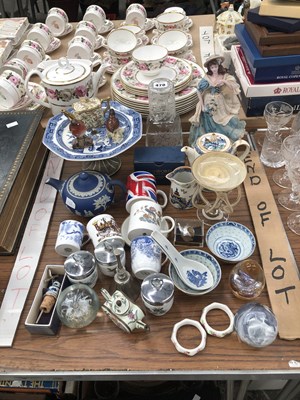 Lot 478 - A blue jasper and other tea pots, glass paper...