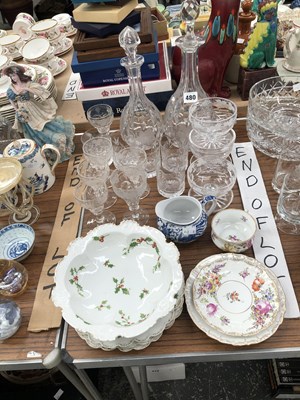 Lot 480 - Drinking glass, decanters, dessert glass, a...