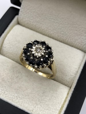 Lot 5 - A 9ct hallmarked gold vintage sapphire and...