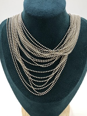 Lot 9 - Italian silver - a multi-strand beaded...