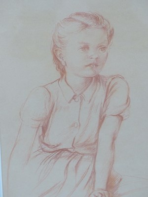 Lot 187 - Hermione Hammond. Portrait of a girl. Red...