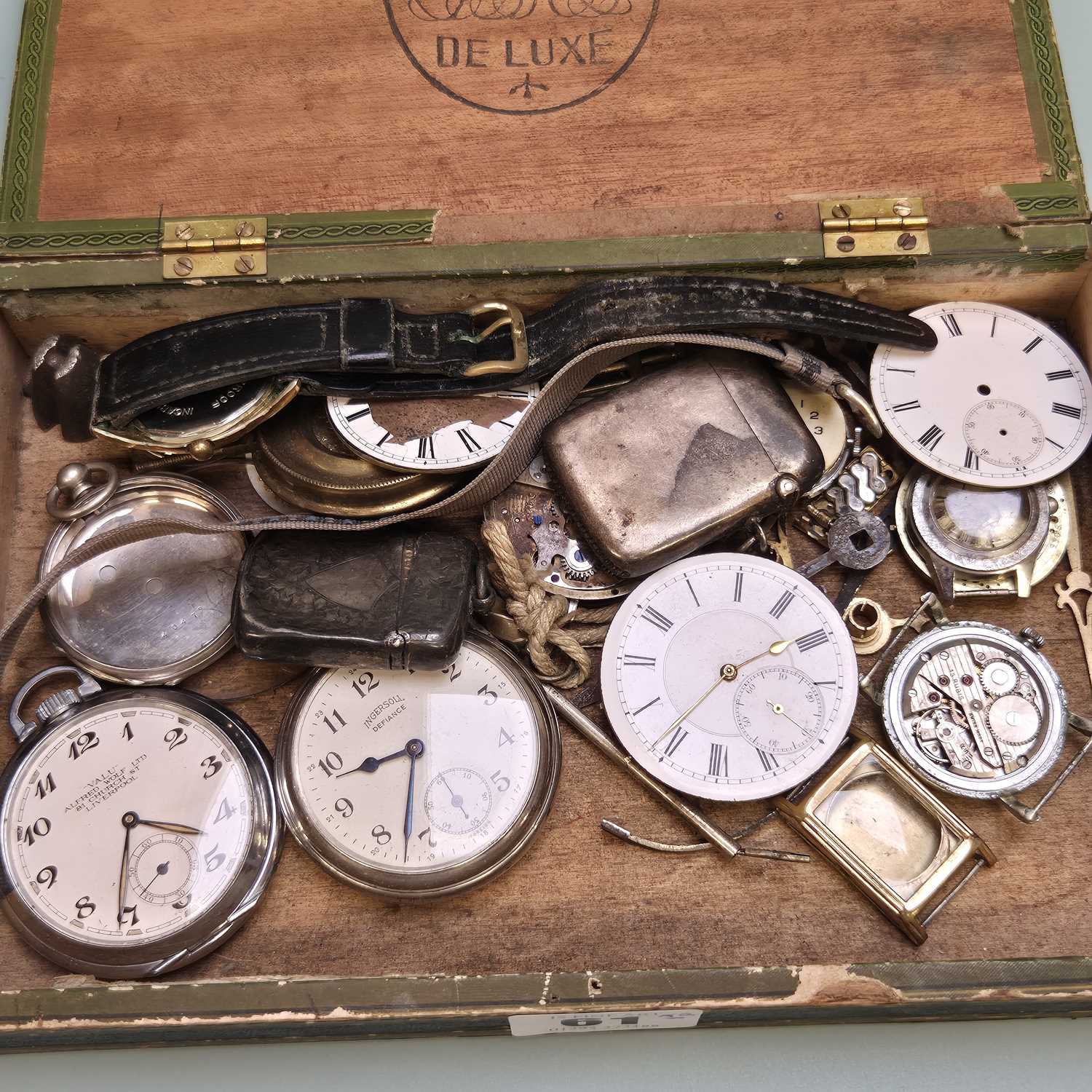 Lot 61 - Pocket and wrist watches, etc, including a...