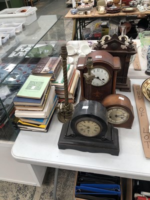 Lot 523 - Books on clocks, four mantle clocks and two...