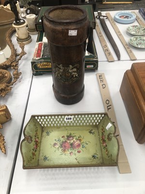 Lot 589 - A leather shot carrier printed with the royal...