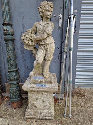 Lot 706 - A cast garden figure on a plinth base. 114 cms