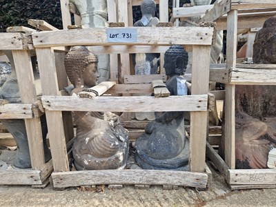 Lot 731 - Two seated eastern Buddha figures.