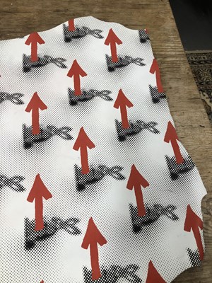 Lot 194 - A printed hide leather panel.