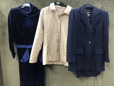 Lot 195 - A Janice Wainwright blue velvet dress size 8,...