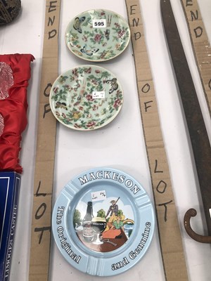 Lot 595 - A Mackeson ashtray together with two celadon...