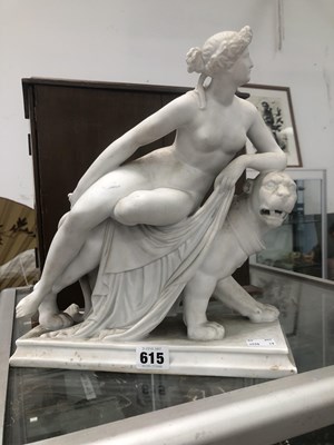 Lot 615 - A biscuit porcelain figure of Ariadne riding a...