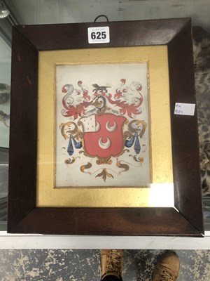 Lot 625 - A mahogany framed watercolour armorial