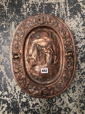 Lot 652 - A copper electrotype elongated oval panel...