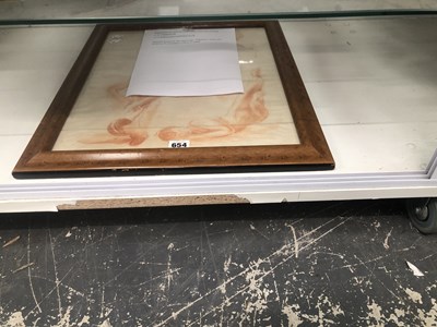 Lot 654 - A bird's eye maple framed French red chalk...