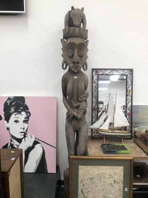 Lot 668 - An Indonesian carved wooden column depciting a...