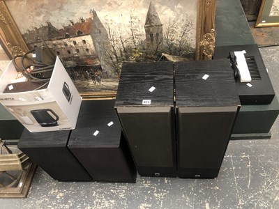 Lot 673 - A pair of black cased speakers by NAD together...