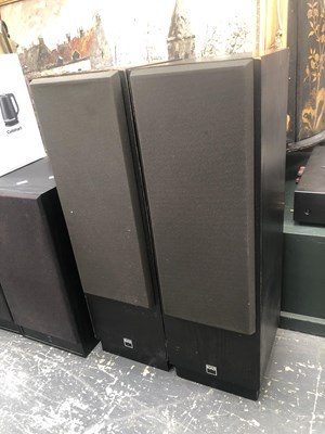 Lot 673 - A pair of black cased speakers by NAD together...