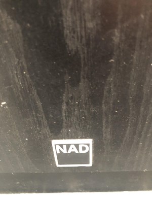 Lot 673 - A pair of black cased speakers by NAD together...