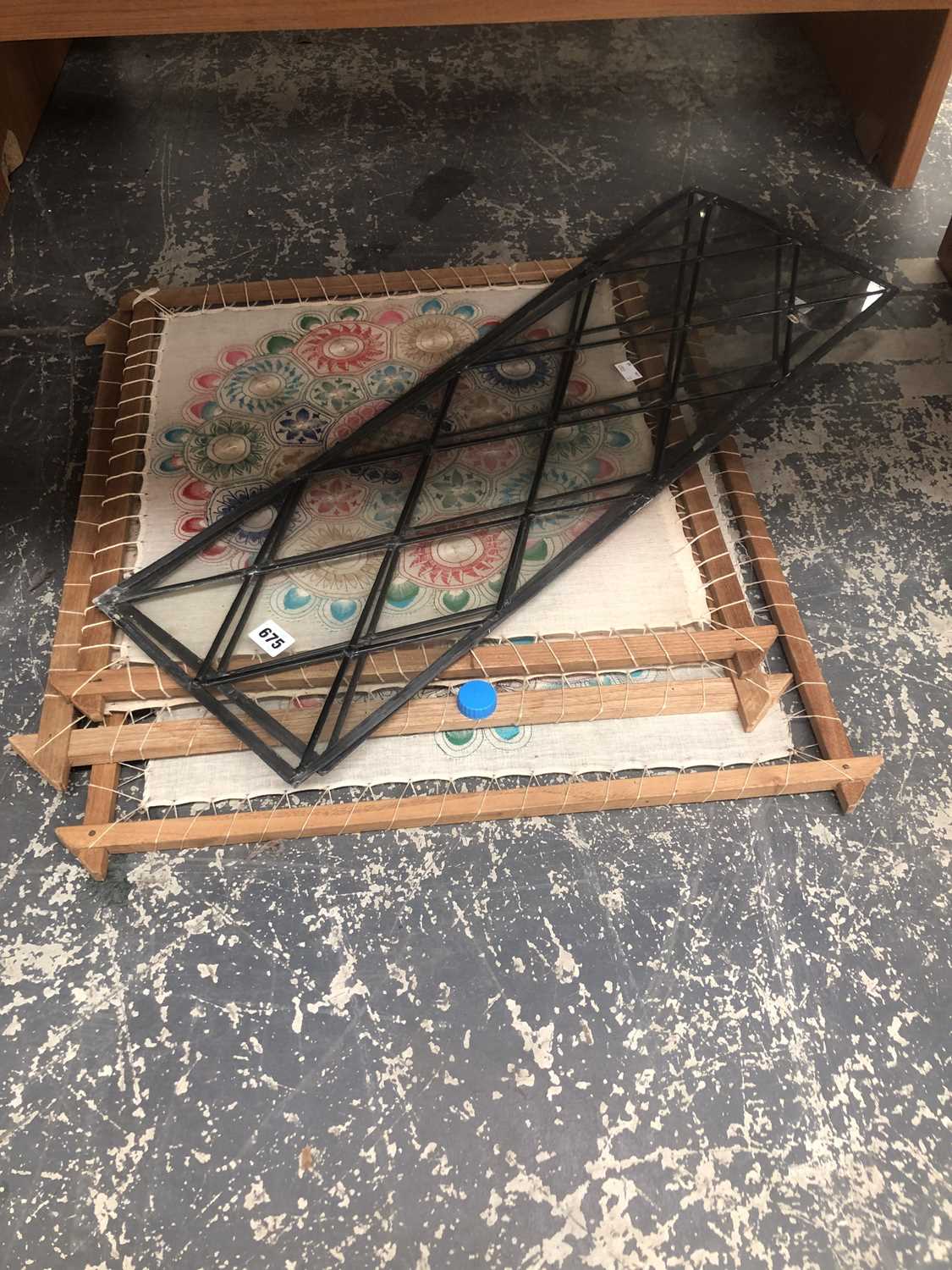 Lot 675 - A pair of leaded clear glass window panels...