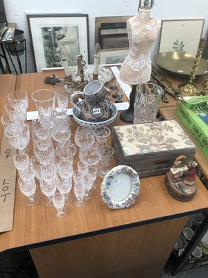 Lot 676 - Cut drinking glass, a lace covered mannequin,...