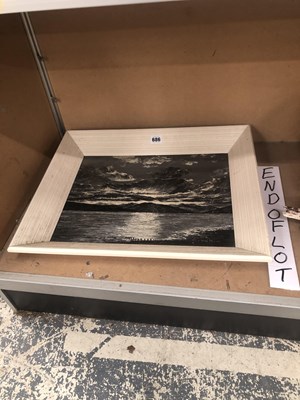 Lot 686 - Mary Stevens, mountains by moonlight, oil on...
