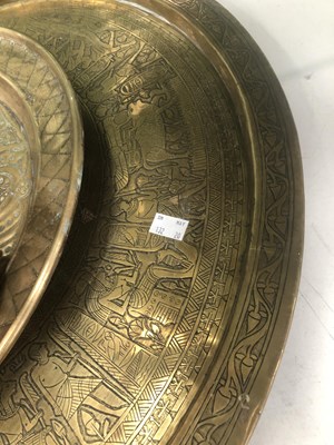 Lot 693 - A copper tea urn together with two brass...