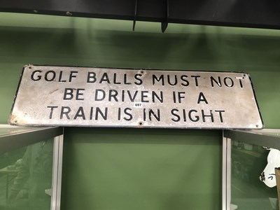 Lot 697 - An aluminium sign ' Golf Balls must not be...