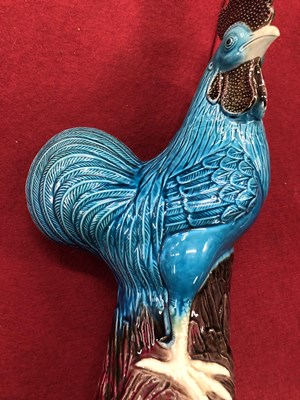 Lot 296 - A pair of Chinese turquoise and aubergine...