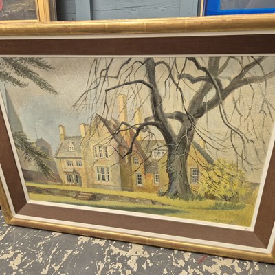 Lot 839 - A large oil painting of a country house.