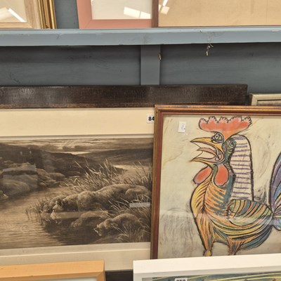 Lot 846 - A large engraving and a print after picasso.