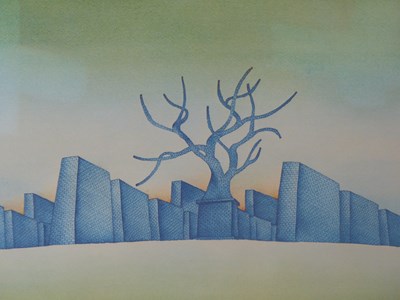 Lot 1810 - Jean-Michel Folon. (1934-2005).Vielle Bleue....