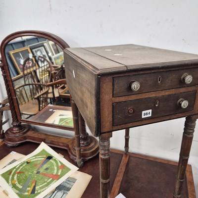 Lot 864 - A Victorian swing mirror and a two-drawer work...