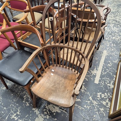 Lot 870 - A 19th century Windsor stick back armchair.