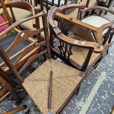 Lot 871 - A Georgian corner armchair, a ladder back...